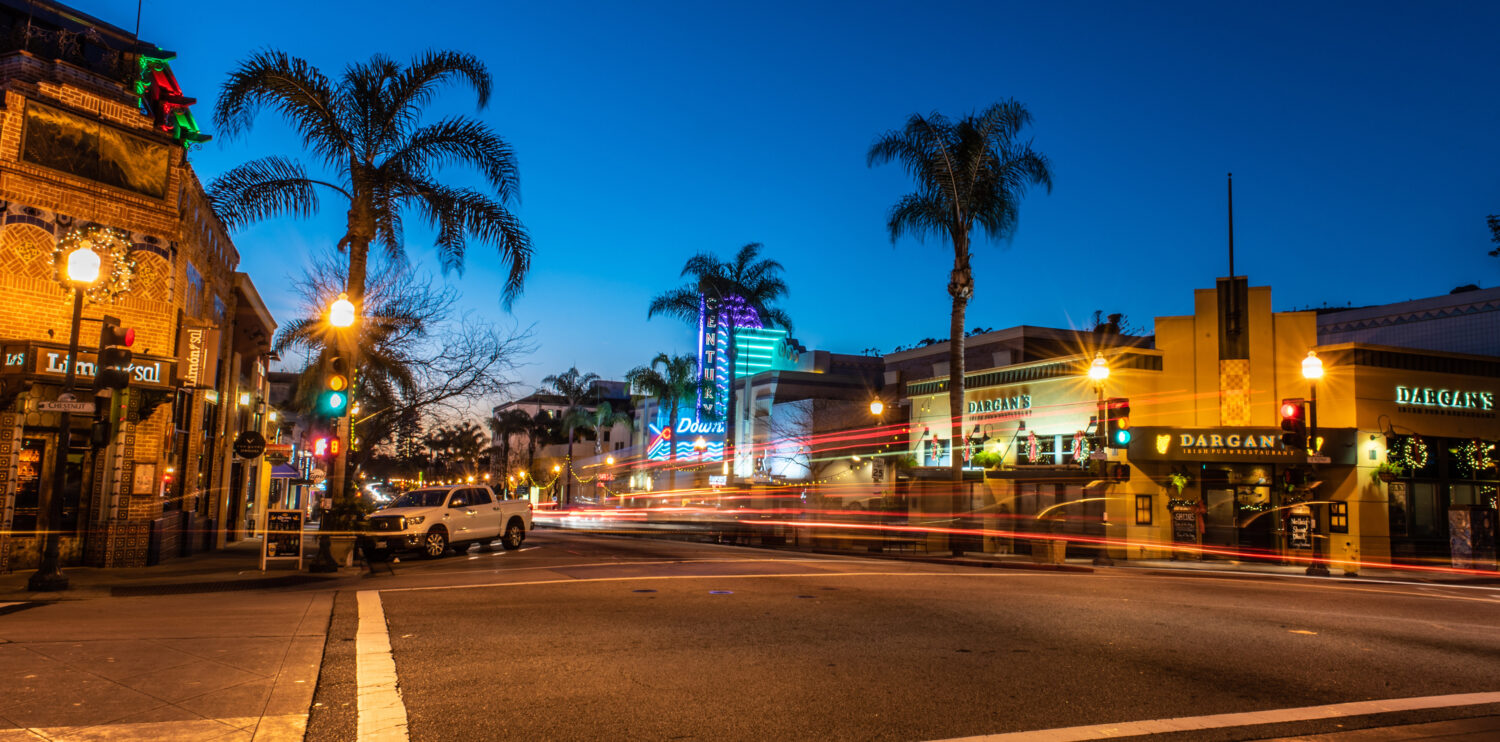downtown ventura intersection at night
